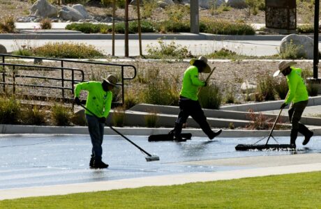 cleaning crew at work in the park